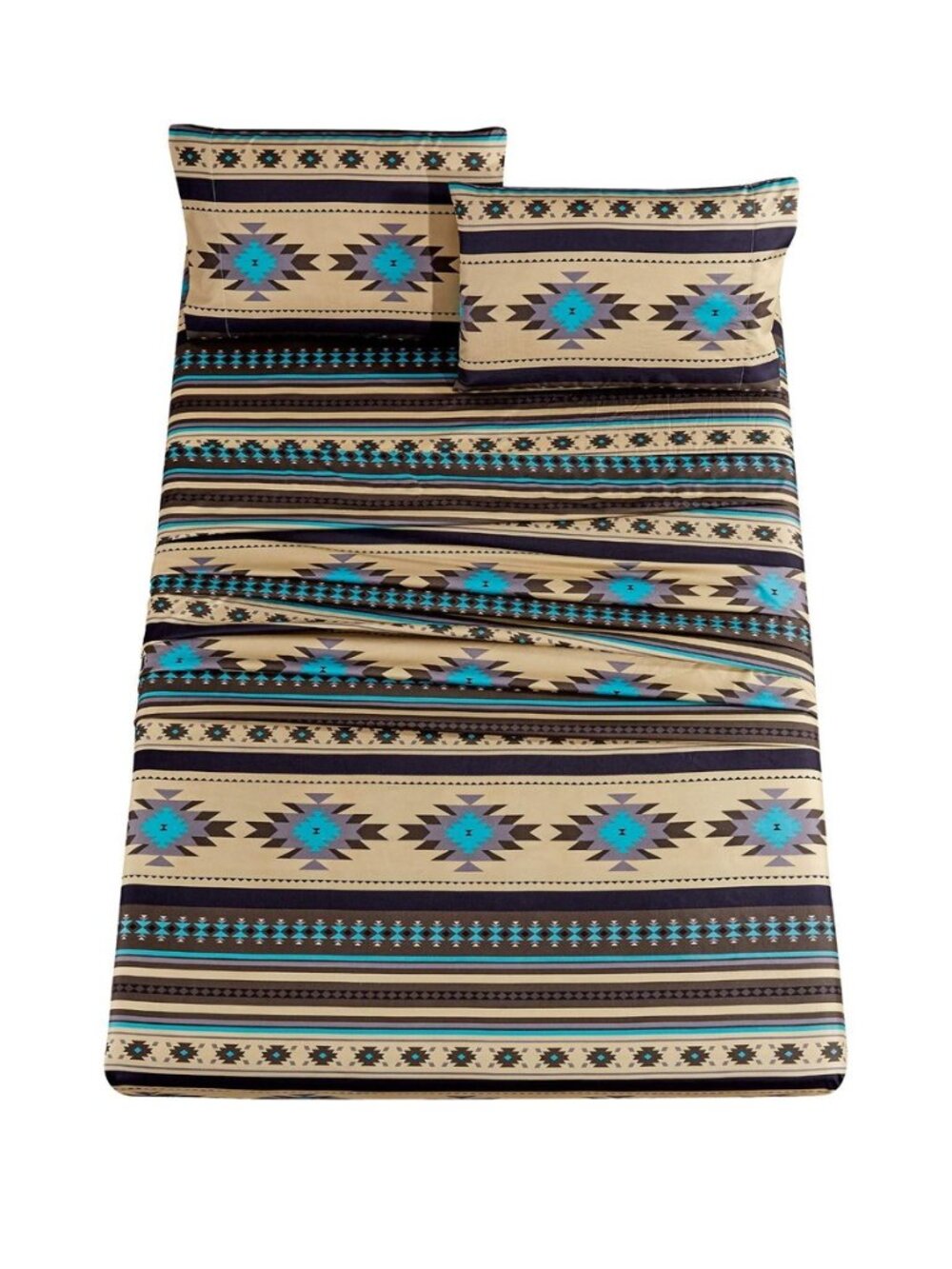 Prescott 4-Piece Southwestern Microfiber Sheet Set, Printed Geometric Tribal